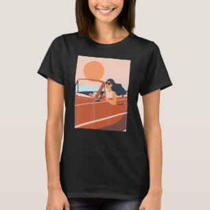 Camiseta Verano Chica del Mar del Sol conduciendo en coche