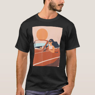 Camiseta Verano Chica del Mar del Sol conduciendo en coche 