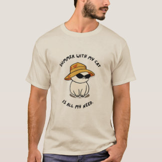 Camiseta verano con mi gato toda mi necesidad
