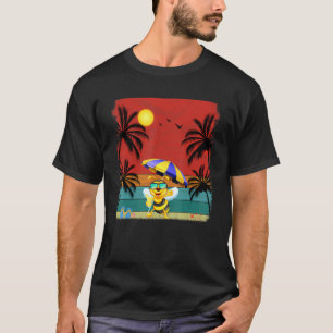 Camiseta Verano de abejas retro de árbol de coco de playa