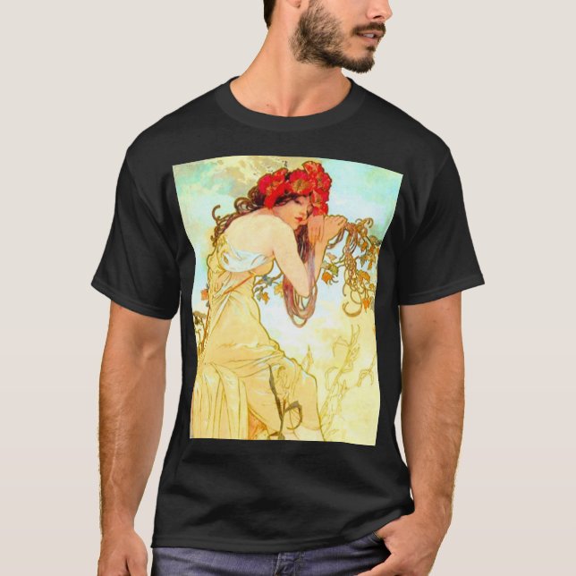 Camiseta Verano de Art Nouveau de Alphonse Mucha (Anverso)