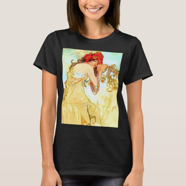 Camiseta Verano de Art Nouveau de Alphonse Mucha (Anverso)