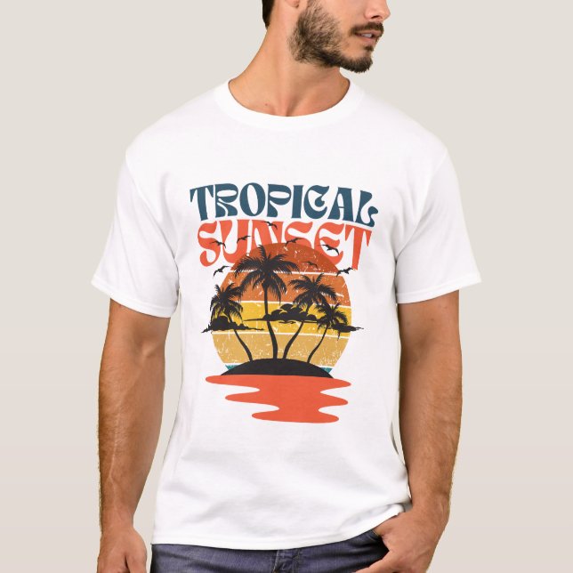 Camiseta Verano de atardecer tropical (Anverso)