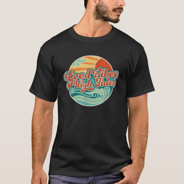 Camiseta Verano de buenas vibraciones de alta marea retro d (Anverso)