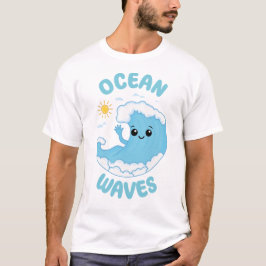 Camiseta Verano de canto kawaii con olas en el océano