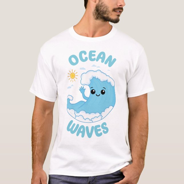 Camiseta Verano de canto kawaii con olas en el océano (Anverso)
