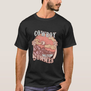 Camiseta Verano de Cowboy Retro Western Beach Palm Tree