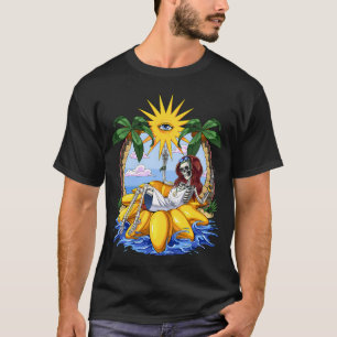 Camiseta Verano de esqueleto hippie