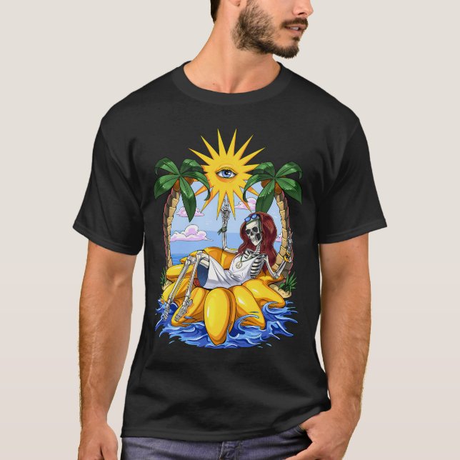 Camiseta Verano de esqueleto hippie (Anverso)