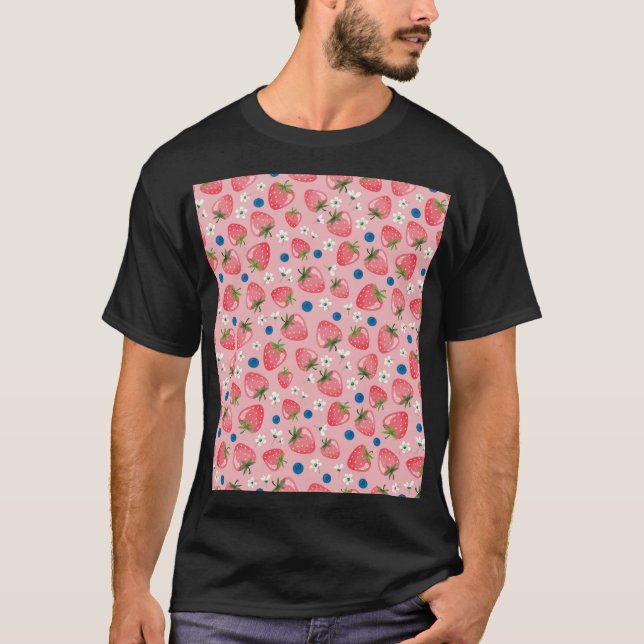 Camiseta Verano de fresa, fondo personalizado de niñita. (Anverso)