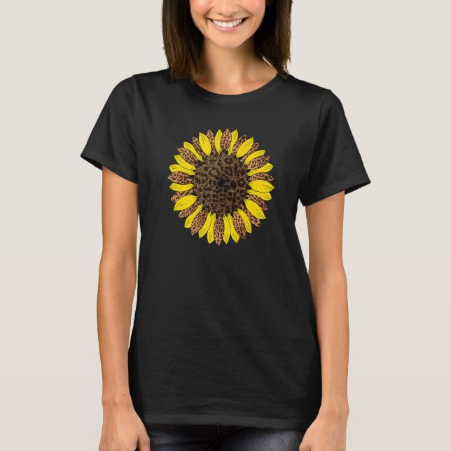 Camiseta Verano De Girasol Para Mujeres Leopardo Imprimir S (Anverso)
