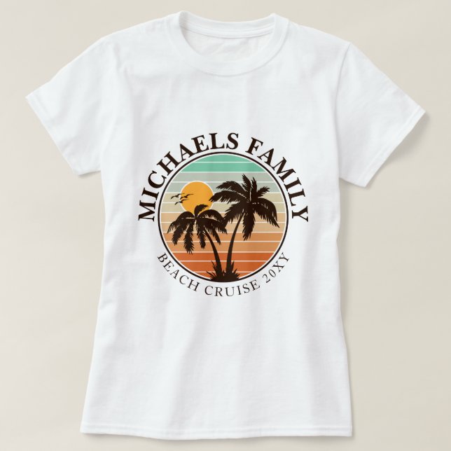 Camiseta Verano de la Reunión Familia Sunset Beach Palm Tre (Diseño del anverso)