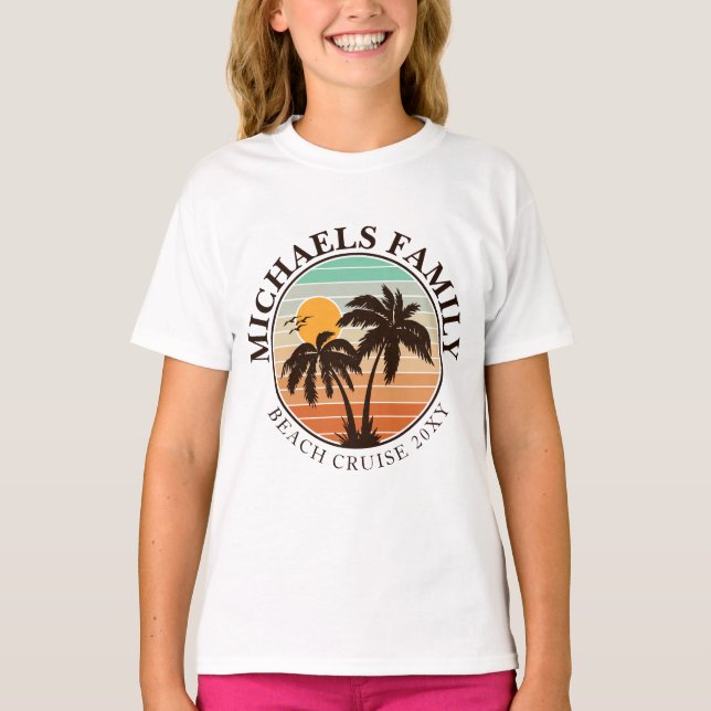 Camiseta Verano de la Reunión Familia Sunset Beach Palm Tre (Anverso)