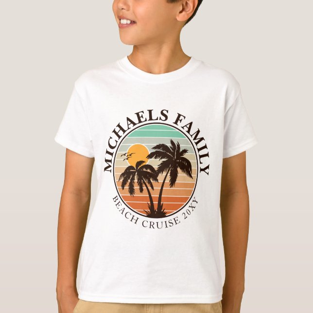 Camiseta Verano de la Reunión Familia Sunset Beach Palm Tre (Anverso)