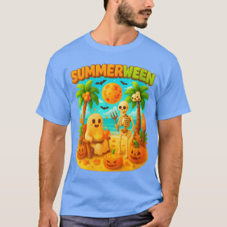 Camiseta Verano de las Mujeres Skeleton Summer Party Hallow