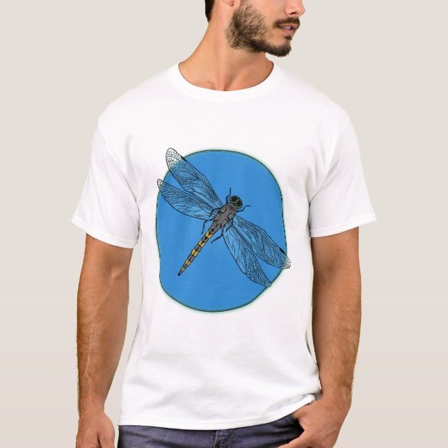 Camiseta Verano de libélula – Arte de círculo azul claro (Anverso)