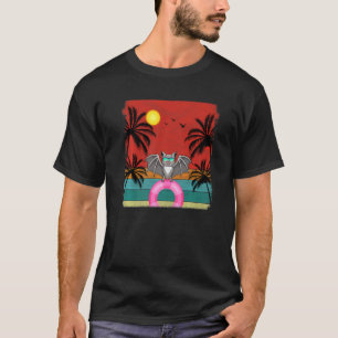 Camiseta Verano de murciélago retro de árbol de coco de pla