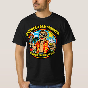 Camiseta Verano de Papá Divorciado, Asando y Emocionante De