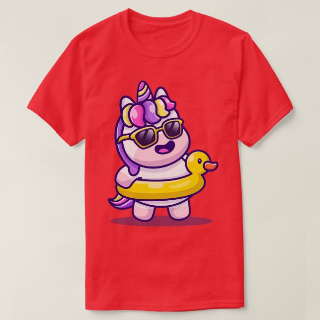Camiseta Verano De Unicornio Con Pato De Baño (Diseño del anverso)