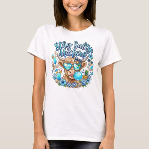 Camiseta Verano de vaca de las tierras altas de la playa Di