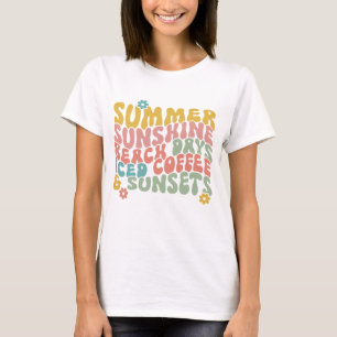 Camiseta Verano Diciendo Retro Beach Helado Café Sunsets