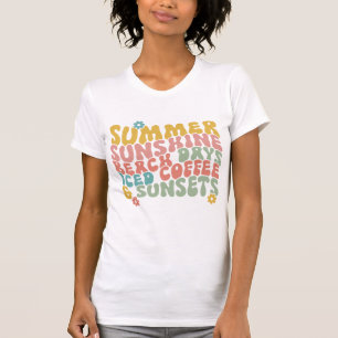 Camiseta Verano Diciendo Retro Beach Helado Café Sunsets