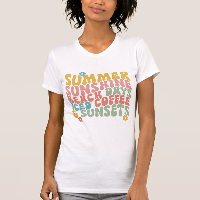 Camiseta Verano Diciendo Retro Beach Helado Café Sunsets (Anverso)