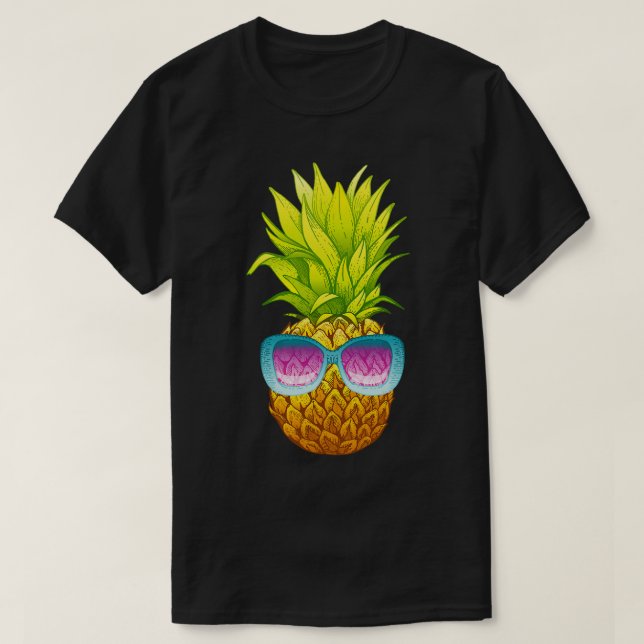 Camiseta Verano divertido con gafas de sol de piña (Diseño del anverso)