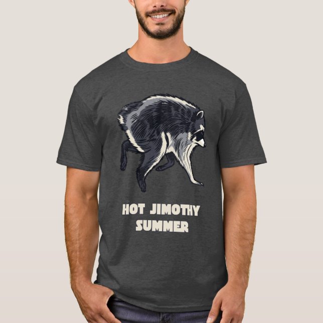 Camiseta Verano Divertido Mapache Meme Animal Caliente Jimo (Anverso)