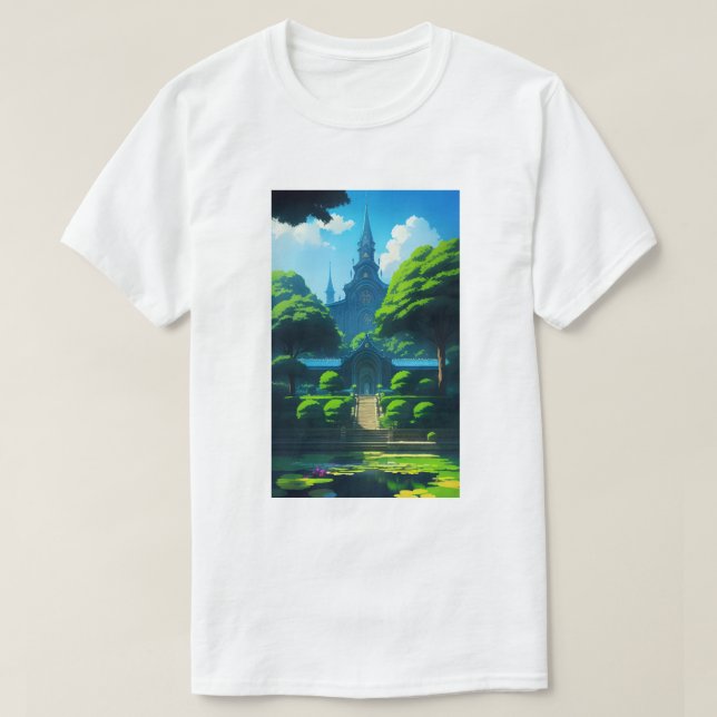 Camiseta Verano Feliz Templo Vibes y cielo azul Pond (Diseño del anverso)