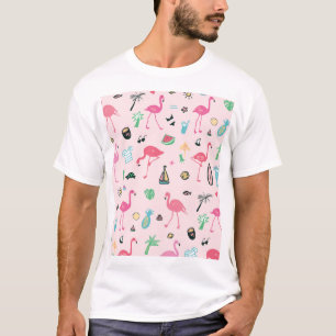 Camiseta Verano Flamingo: Vibrante patrón de aves