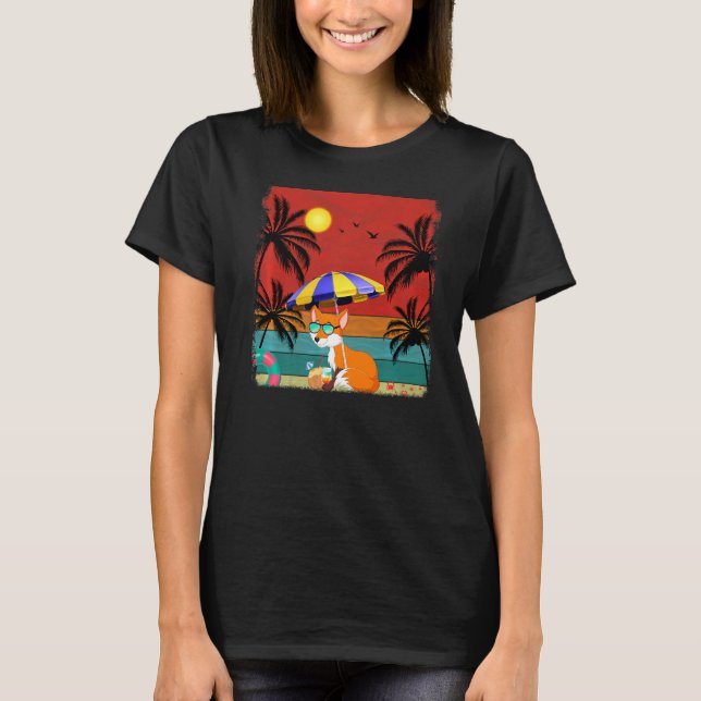 Camiseta Verano Fox retro de árbol de coco de playa (Anverso)