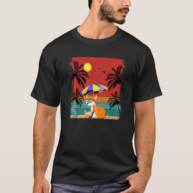Camiseta Verano Fox retro de árbol de coco de playa (Anverso)
