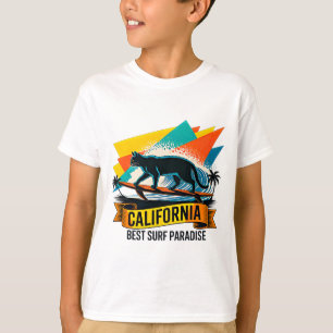 Camiseta Verano Gato Surfing - Chico Retro California 