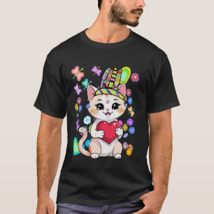 Camiseta Verano Hippie Gatos Corazón Gatos Hippies Gatitos