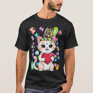 Camiseta Verano Hippie Gatos Corazón Gatos Hippies Gatitos 