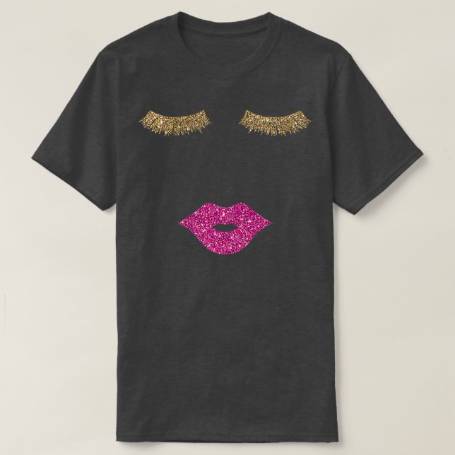Camiseta Verano, Impresión de labios de pestañas, pestañas  (Diseño del anverso)