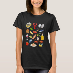 Camiseta verano italiano chica de tomate de pescado de sard