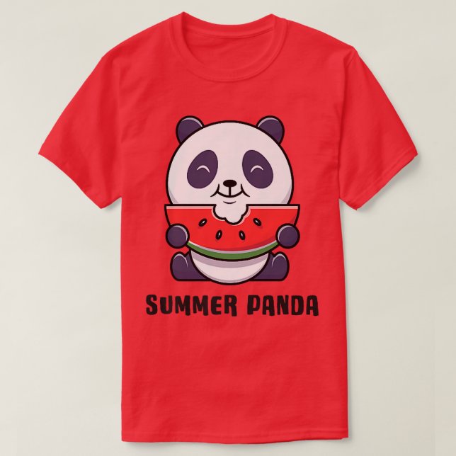 Camiseta Verano lindo Panda Bear Comer sandía Premium (Diseño del anverso)
