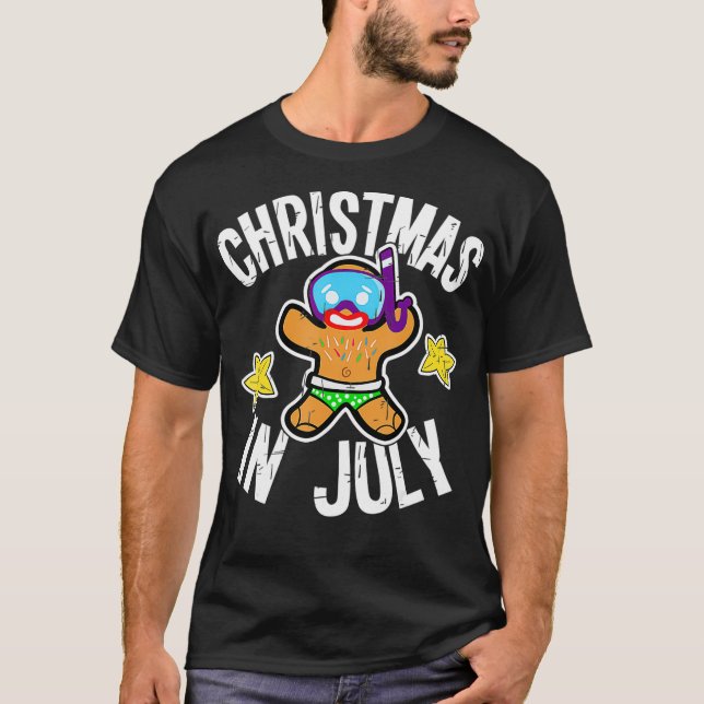 Camiseta Verano Navidad Gingerbread Man Snorkel para Navida (Anverso)