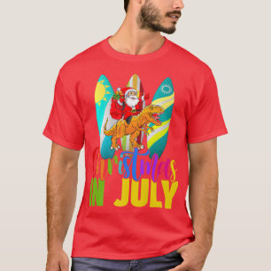 Camiseta Verano Navidad Surfing Santa Riding Dinosaur Chris