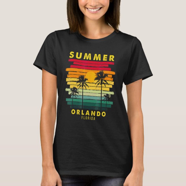 Camiseta Verano Orlando Florida Beach Sunset Retro (Anverso)