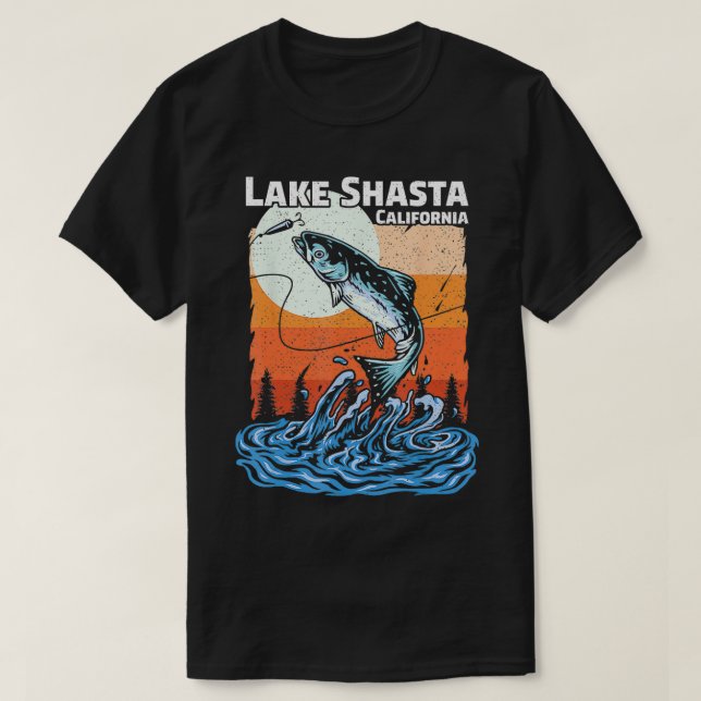 Camiseta Verano Pesca Retro Sunset California Shasta Lake (Diseño del anverso)