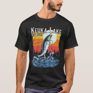 Camiseta Verano Pesca Retro Sunset Keuka Lake New York