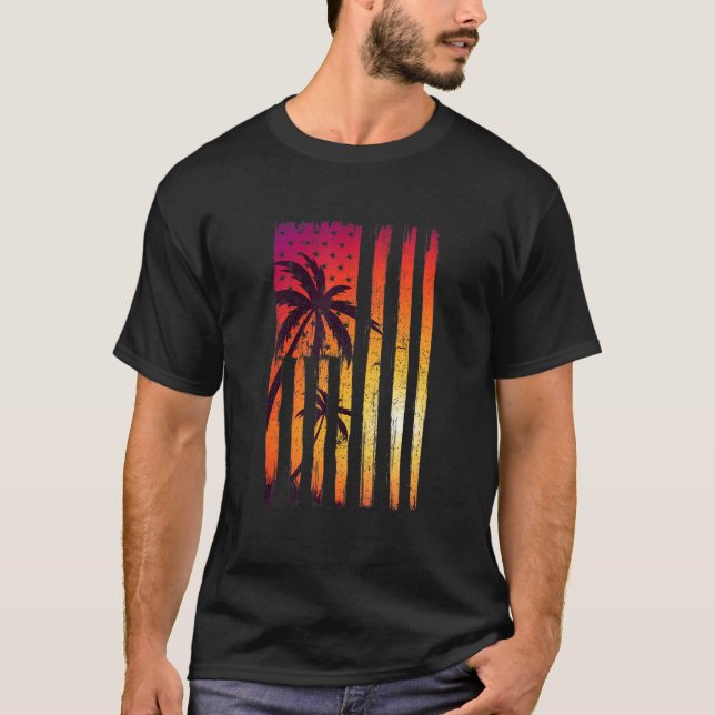 Camiseta Verano Plátanos de verano Bandera estadounidense P (Anverso)