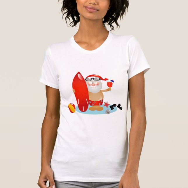 Camiseta Verano que practica surf Santa (Anverso)