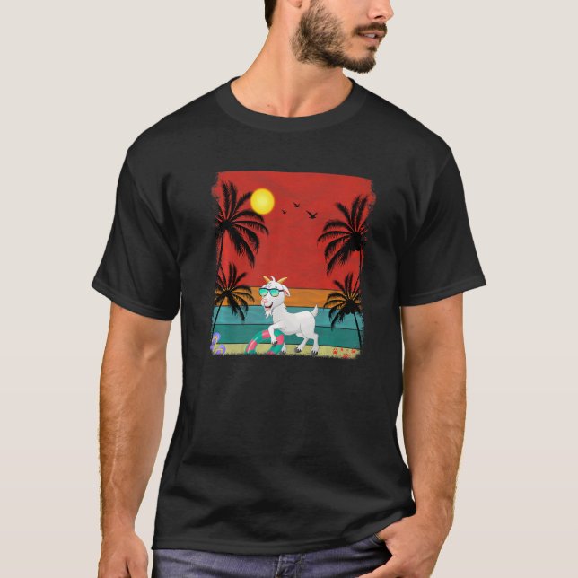 Camiseta Verano retro de cabra de coco de playa (Anverso)