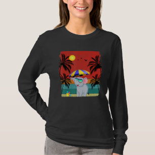 Camiseta Verano Retro de Elefante Gráfico de Árbol de Cocot