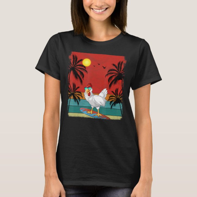Camiseta Verano retro de pollo de coco de playa (Anverso)