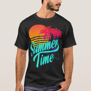 Camiseta Verano Retro Escenario de Playa de los 80 con Palm
